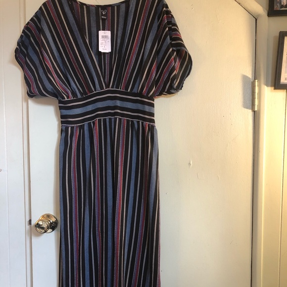 Windsor Pants - Windsor Wide Leg Striped Vneck Jumper w Cap sleeve